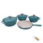 Smte 7-PIECE Nonstick Cookware Set Light Blue With Keychain