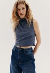 Ribbed Turtleneck Top - Pigeon Blue