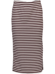 Striped Rib Knit Midi Pencil Skirt - L Assorted