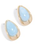 Goldair Gold Light Blue Beaded Pear Stud Earrings