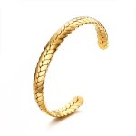 Farah Bangle Gold Stainless Steel Cuff Bangle Size Length: 65MM Diameter