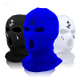 Cross Embroidery Ski Mask Winter Balaclava Hat 3-HOLE Knitted Full Face Cover Ski Neck Gaiter Warm Knit Beanie For Outdoor Sport