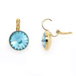 Bell A Gold & Aqua Crystal Drop Earrings - Aqua Crystal