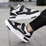 Boy's Trendy Colour Block Skate Shoes Comfy Non Slip Casual Sneakers For Kids Outdoor Activities