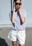 Fine-knit Polo Shirt - Light Purple & Striped