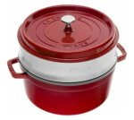 Staub 26CM Cast Iron Casserole And Steamer Cherry