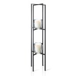 Glass Candle Holders On 2-TIERED Black Steel Frame Nero 90CM
