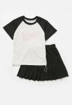 PoP Candy Reglan Sleeve Tee And Skirt Set - Black & White