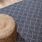 Handwoven Jacquard Rug 120 X 180CM - Herringbone - Navy