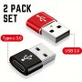 2-PACK MINI USB To Type-c Adapter Set Fast Data Transfer Metal Material No Battery Needed - Compatible With USB 3.0 Devices