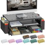 Gianotter Desk Organizers And Accessories Monitor Stand With Drawer And 2 Pen Holder Desktop Organizer Suitable For Offices And