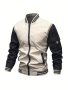 Men's Preppy Style Jacket Spring And Autumn Thin Sports Baseball Collar Jacket Color Blocking All-match Casual Zipper Coat