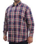 Mens Long Sleeve Check Shirt - 8XL Navy red