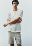 Regular Fit Textured-knit Resort Shirt - White