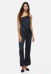Rhinestone-strap One-shoulder Jumpsuit - Black
