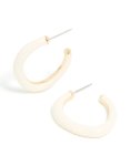 Goldair Gold White Enamel Irregular Hoop Earrings