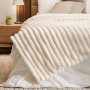 Fluted Faux Fur Blanket Ivory - 200X230CM