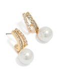 Goldair Gold Plated Cubic Zirconia Illusion Pearl Drop Earrings