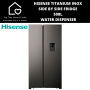 Hisense Titanium Inox Side By Side Fridge - 508L Water Dispenser