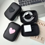 1PC Heart Pattern Eva Storage Bag Earphone Bag Coin Zipper Bag