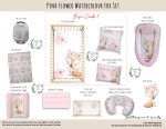 Cot Duvet Bedding Floral Pink Flower Watercolour Fox Set