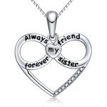 Fancycd Sister Heart Necklace Gift Set - Engraved Sterling Silver Pendant 18" Adjustable Chain Meaningful Jewelry For Women Room