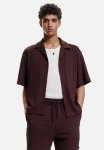 Loose Fit Textured Resort Shirt - Plum Purple