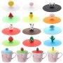 24 Colors 10CM Reusable Silicone Cup Cover Cute Seal Suction Cup Cover Dustproof Leakproof Tea Coffee Lids Cap Cup Accessories