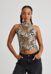 Harper Backless Halter Top - Snow Leopard