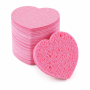 Pink Heart Shaped Compressed Wood Pulp Facial Cleansing Sponge