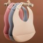 1PC Baby Soft Bib Simple Plain Color Blank Pattern Adjustable Size Silicone Bib For 1 Year Old + Christmas Halloween Thanksgiving Day Gift Easter Gift