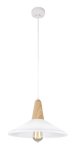 Pendant Metal And Wood With White Metal Shade