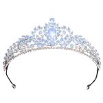 Queen Baroque Tiaras And Crown Blue Opal Silver Wedding Crown For Bride Wedding Anniversary Headpieces Light BLUE2