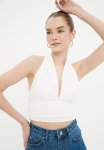 Halterneck Knitted Blouse - Ecru