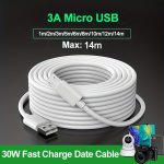 1M-14M Micro USB Charging Cable For Xiaomi Camera Monitor Mobile Phone Power Bank Driving Recorder Projector Extension Cord Char