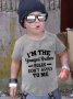 I'M THE Youngest Brother..." Cute Cartoon Letter Print T-shirt- Engaging Visuals Casual Short Sleeve T-Shirts For Boys - Cool Lightweight And Comfy Summer Clothes