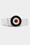 Ben Sherman Target Buckle Leather Belt In White - White 30