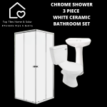 Chrome 900MM Shower & Ceramic 3 Piece Round Bathroom Set