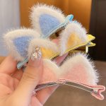 2PCS SET Plush Rabbit Ears Hair Clip Hairpin Side Clip Headwear Hair Accessories For Children's Gift