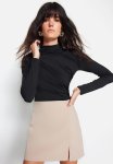 Drawstring Detailed High Neck Knitted Bodysuit - Black