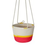 Mia Melange - Large Hanging Planter - Flamingo Pink Pink & Neon Yellow - 21CM