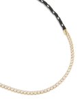 Waterproof Gold Plated Stainless Steel Half Tennis & Half Black Cord Necklace