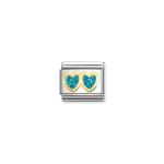Composable Classic Link Double Heart Turquoise Glitter