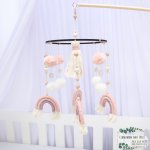 Cot Mobile Pink Rainbows With Pom Poms