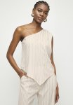 Superbalist Soft Draped Asym Printed Shell - Ecru Pinstripe Print