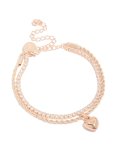 Rose Gold Plated Cubic Zirconia Tennis & Heart Layered Bracelet