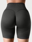 Women's Seamless High Elasticity Butt Lift Sports Shorts Knitted Fabric Solid Color