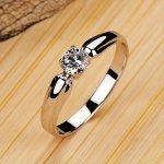 Minimalist Classic 4-PRONG Inlaid Round Zirconia Ring For Women Engagement Wedding Party Jewelry Proposal Jewelry Perfect Gift F