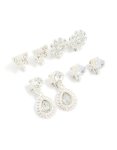 Silver Diamante Clip On Earrings 4-PACK