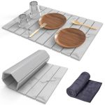 Stone Dish Drying Mat For Kitchen Counter 24" L 16" W Collapsible Fast-drying Diatomaceous Earth Mats With Towel Sanding Tool Ve